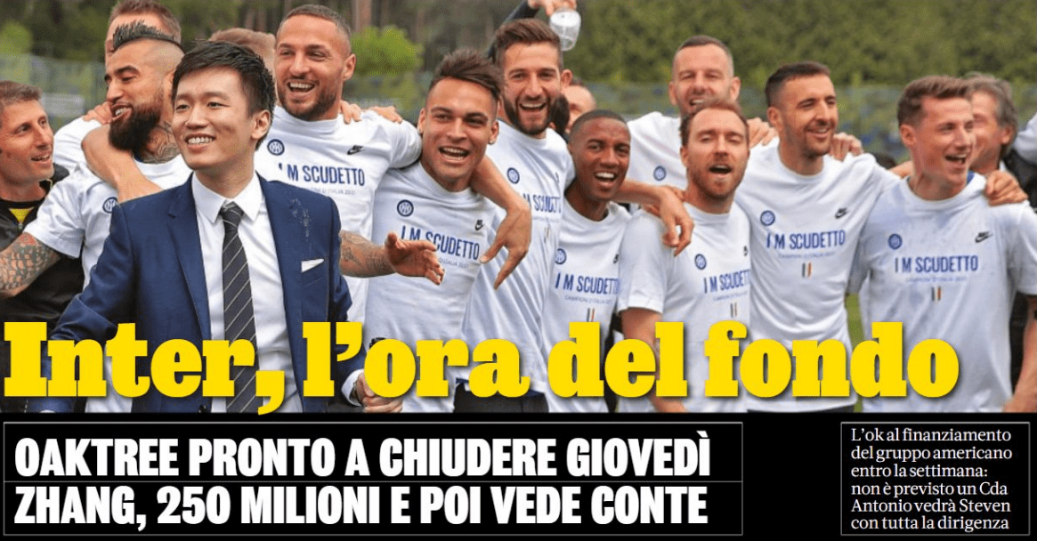 橡树资本宣布接管国际米兰足球俱乐部的股权 橡树资本宣布接管国际米兰足球俱乐部的股权